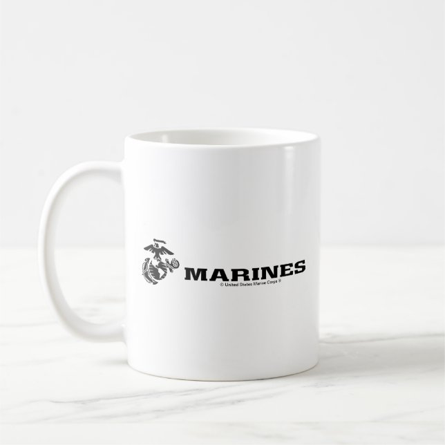 Svart Logotyp med stackad USMC-Logotyp Kaffemugg (Vänster)