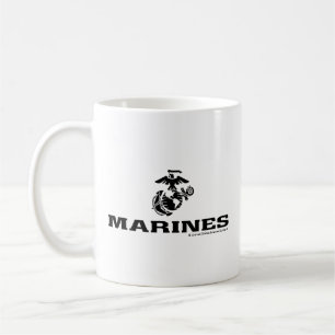 Svart Logotyp med stackad USMC-Logotyp Kaffemugg