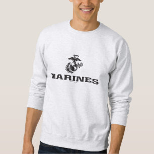 Svart Logotyp med stackad USMC-Logotyp Lång Ärmad Tröja