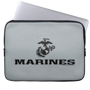 Svart Logotyp med stackad USMC-Logotyp Laptop Fodral