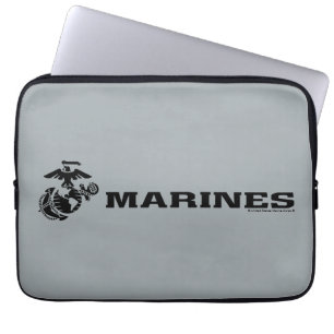 Svart Logotyp med stackad USMC-Logotyp Laptop Fodral