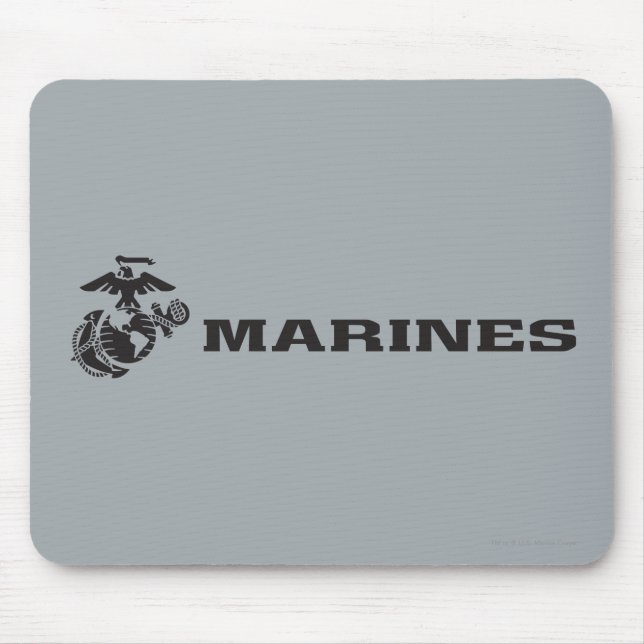 Svart Logotyp med stackad USMC-Logotyp Musmatta (Framsidan)