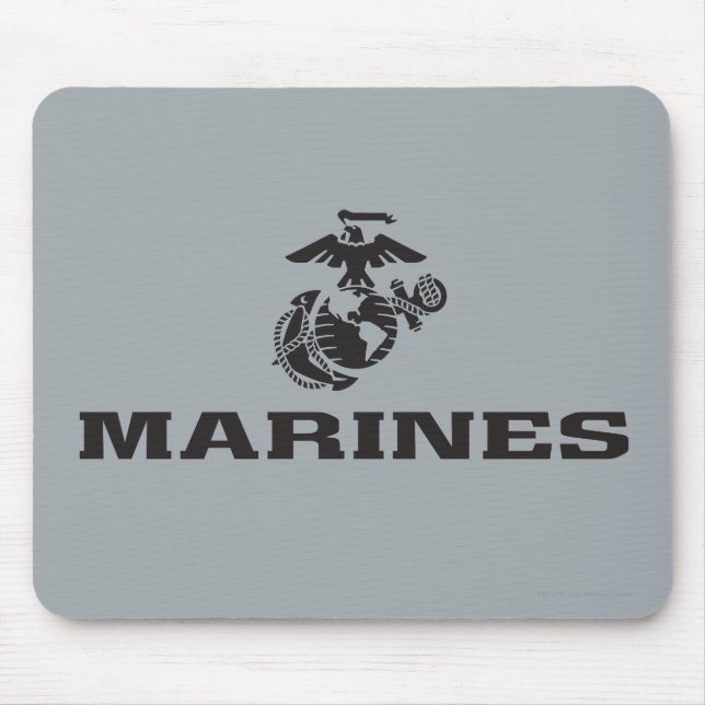 Svart Logotyp med stackad USMC-Logotyp Musmatta (Framsidan)
