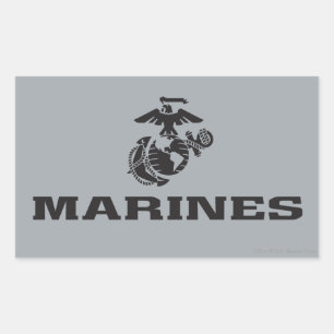 Svart Logotyp med stackad USMC-Logotyp Rektangulärt Klistermärke