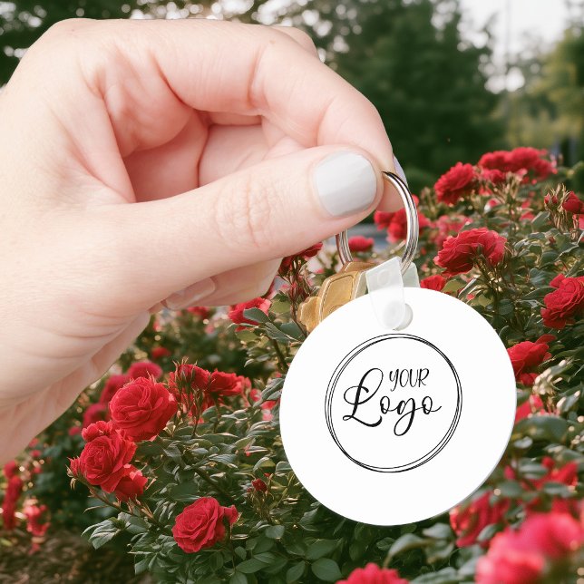 Svart Logotyp Minimalistisk QR-kod Nyckelring (White and Black Logo Minimalist QR Code Keychain)