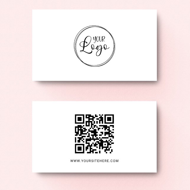 Svart Logotyp - minimalistisk QR-kod Visitkort (Black Logo Minimalist QR Code Business Card)