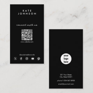 Svart Logotyp Modern Social Media Connect med oss Visitkort