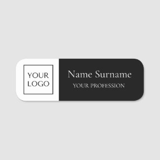 Svart logotyp promotions-  namnbricka