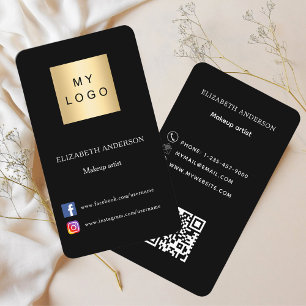 Svart logotyp, Qr-kod, social-media Visitkort