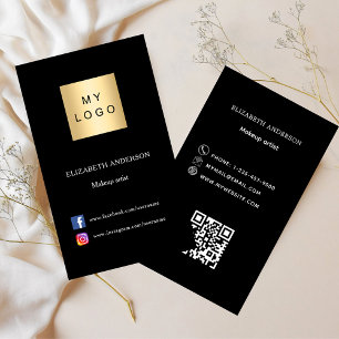 Svart logotyp, Qr-kod, social-media Visitkort