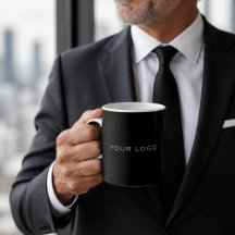 Svart logotyp rektangulär kaffemugg för företag