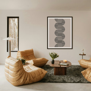 Svart Lombard Vågiga Linjer Modern Minimalistisk K Poster