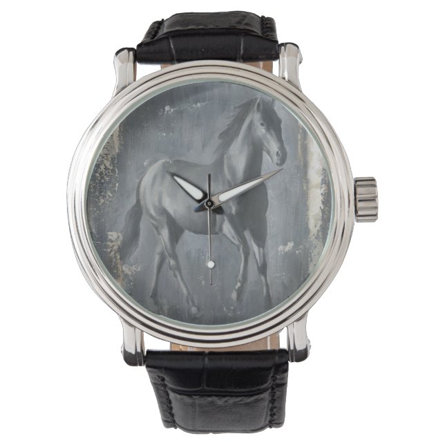 Svart löpande hallion armbandsur (Framsida)
