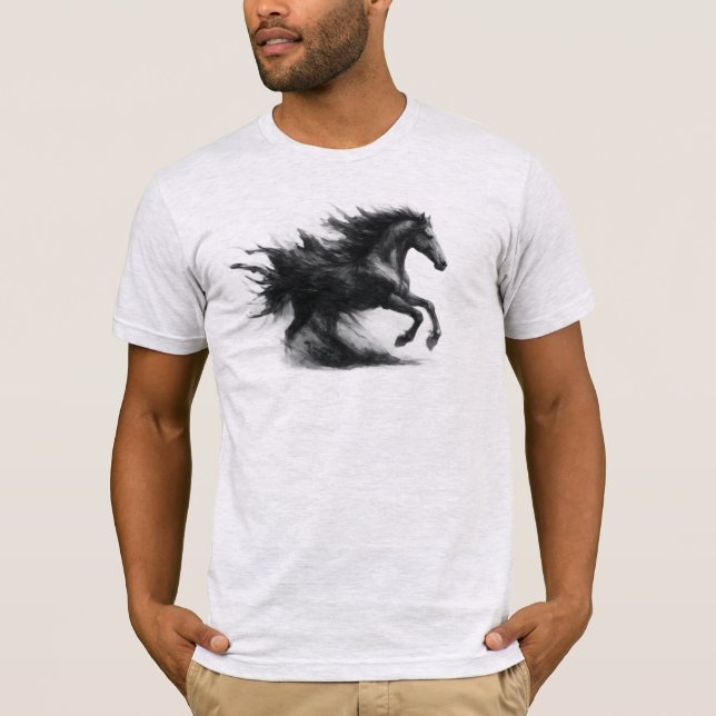 Svart löphäst grafisk t-shirt (Framsida)