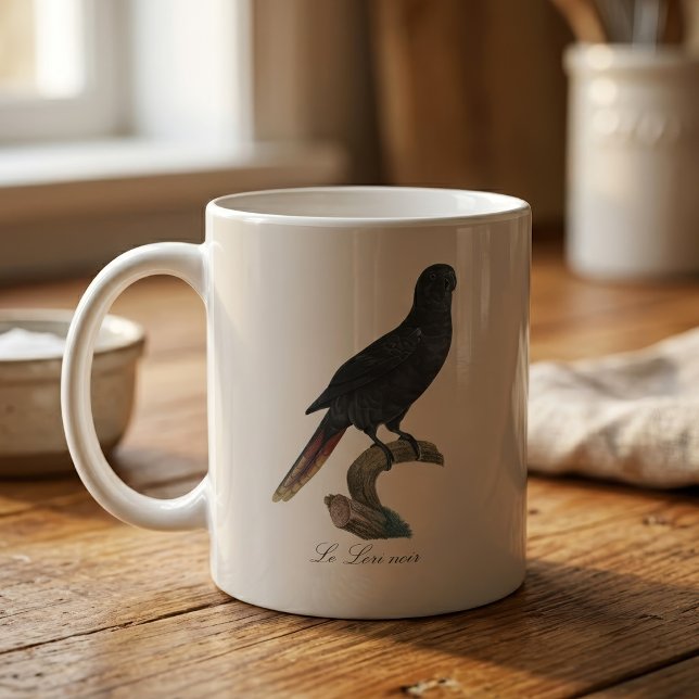 Svart lorikit eller Svart lori, Chalcopsitta atra Kaffemugg (Black Lory or Red-Quilled Lory, Chalcopsitta atra. Coffee Mug)