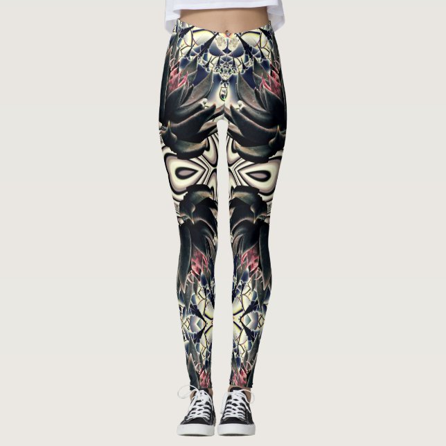 Svart lotusblomma leggings (Framsida)
