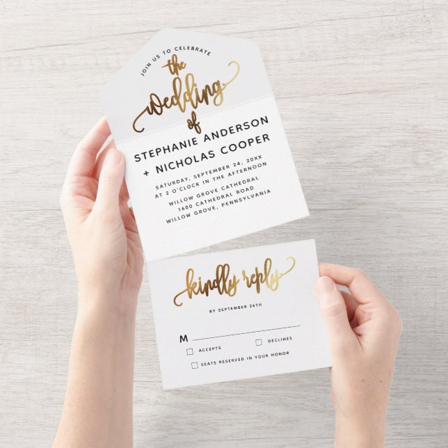 Svart, loving Script Typograph Guld (Avrivbar del)