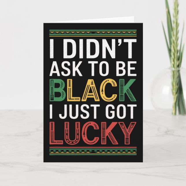 Svart Lucky Melanin Stolt Afro Kulturarv Afrikansk Kort (Framsida)