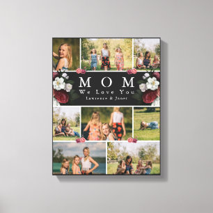 Svart, lugn, botanisk Blommigt Mamma 8 Photo Colla Canvastryck