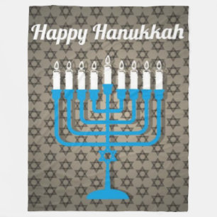 svart lycklig hanukkah fleecefilt