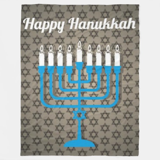 svart lycklig hanukkah fleecefilt (Framsidan)