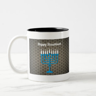 svart lycklig hanukkah Två-Tonad mugg