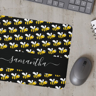 Svart lycklig humla roligt humor monogramskript i musmatta