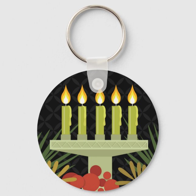 svart lycklig kwanzaa nyckelring (Framsida)