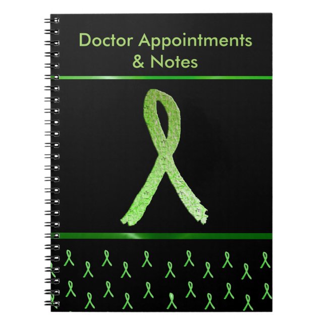 Svart Lyme Disease Awareness Ribbon Notebook Anteckningsbok Med Spiral (Framsidan)
