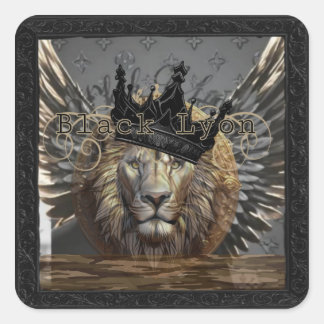 Svart Lyon bas Fyrkantigt Klistermärke