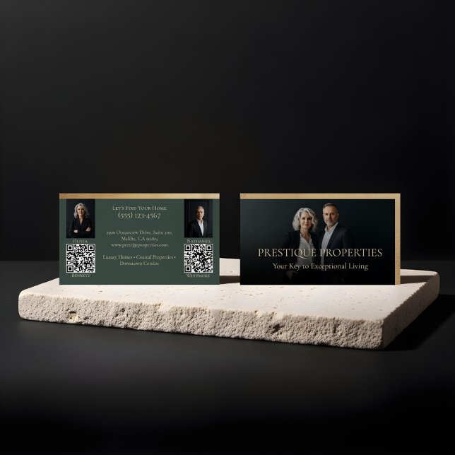 Svart Lyx Fastighetsmäklare Foto Lyx Visitkort (Prestige Luxury Realtor Law Firm Gold & Black Luxe Business Card)