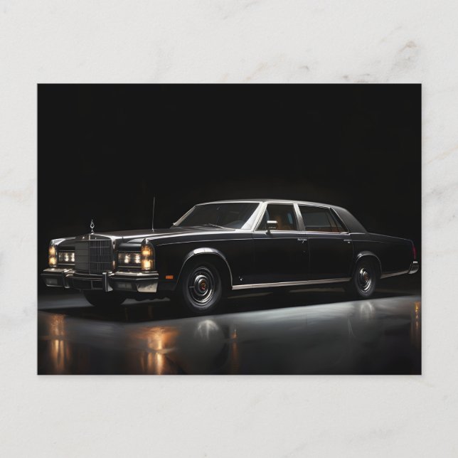 Svart lyxbil vykort (Framsida)