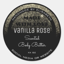 Svart lyxproduktetiketter med Guld Glitter-regnet