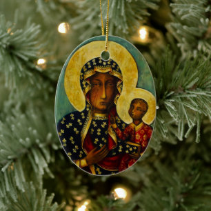 Svart madonna av Częstochowa Julgransprydnad Keramik