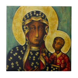 Svart madonna av Częstochowa Kakelplatta