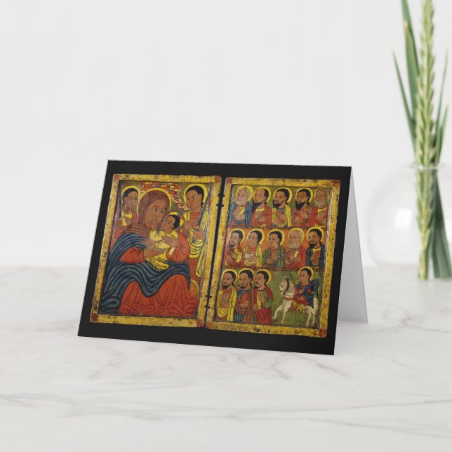 Svart Madonna med den Jesus julkortet Helgkort (Framsida)