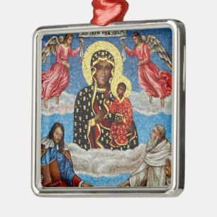 Svart Madonna mosaik Julgransprydnad Metall