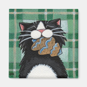 Svart magnet för katt- och pepparkakajulaftonträ