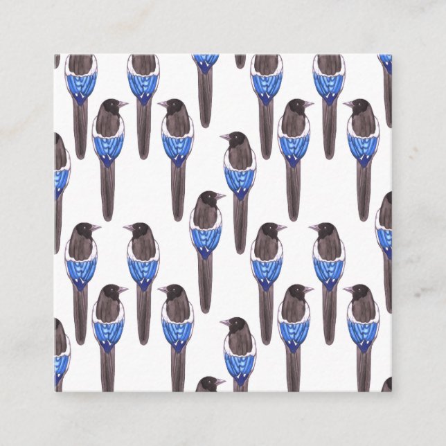 Svart magpaj eller amerikansk magpaj vattenfärg tilläggskort (Framsida)