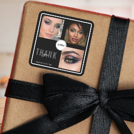 Svart Makeup Artist Studio Foto Collage Tack Fyrkantigt Klistermärke
