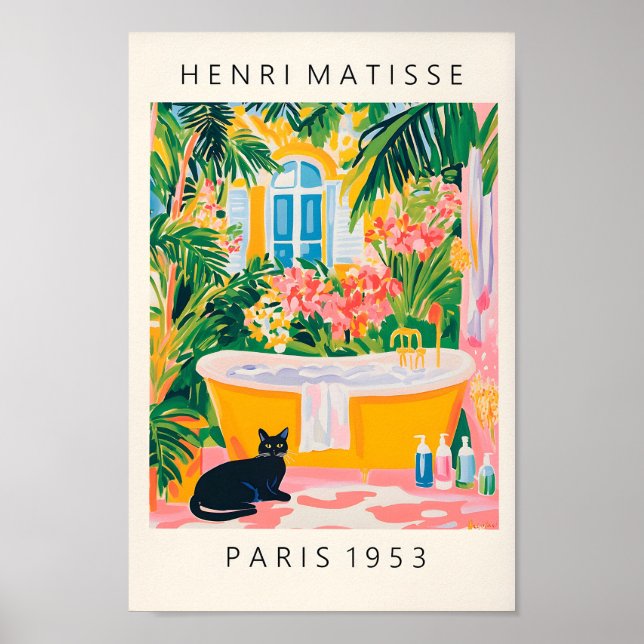 Svart målning av katt, Funky Bromdekorfärg inspika Poster (Framsidan)