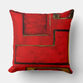 Svart målning av svart Abstrakt Geometric Art Red Kudde