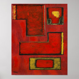 Svart målning av svart Abstrakt Geometric Art Red Poster