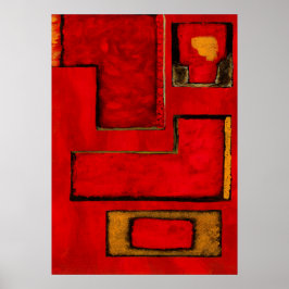 Svart målning av svart Abstrakt Geometric Art Red Poster