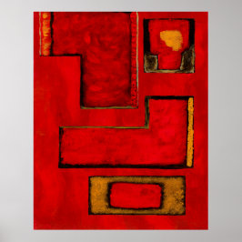 Svart målning av svart Abstrakt Geometric Art Red Poster