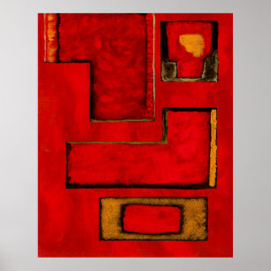 Svart målning av svart Abstrakt Geometric Art Red Poster
