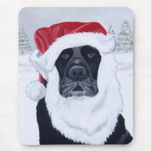 Svart målning för Labrador julSanta hatt Musmatta
