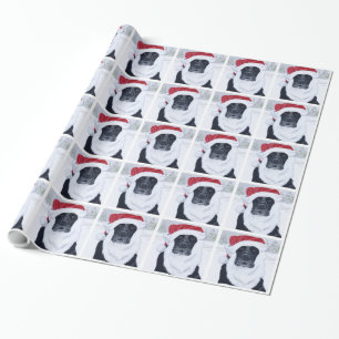 Svart målning för Labrador julSanta hatt Presentpapper