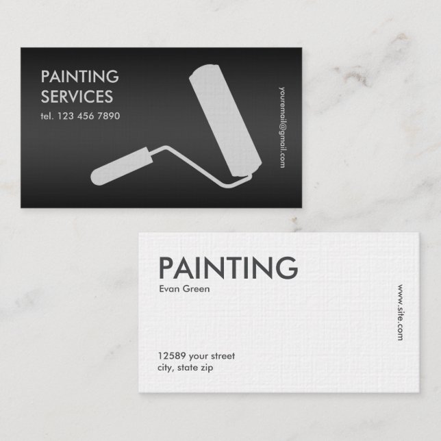 Svart målning visitkort (Fram/baksida)