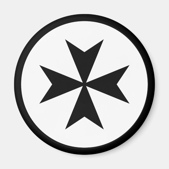 Svart Malteserkors Magnet (Framsidan)
